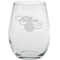 9 Oz. Stemless White Wine Glass - Etched